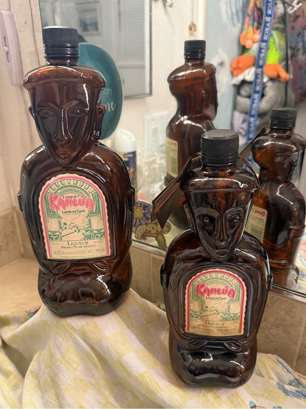 Vintage Kahlúa Aztec/Heritage Edition figural glass coffee liqueur EMPTY bottles